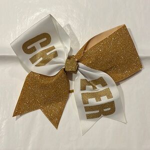 Gold & White Cheer Bow